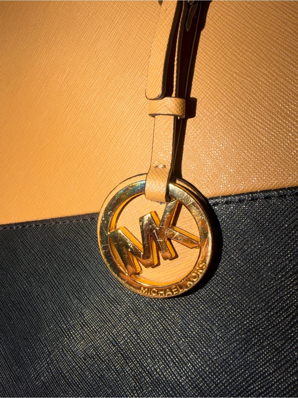 Michael Kors Camel Saffiano Leather Tote with Gold Hardware - Picture 2 of 16